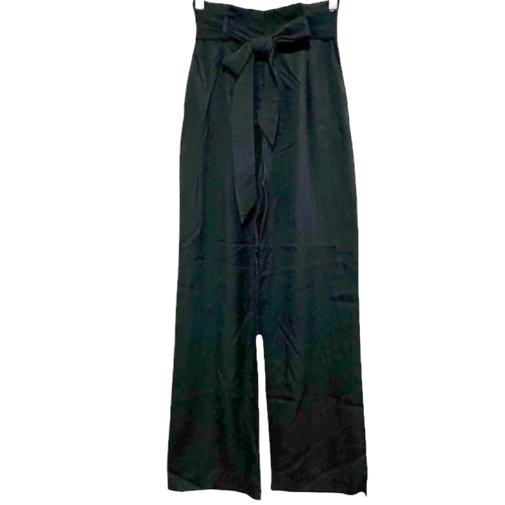 H&M High Waisted Tie Waist Black Pants Wide Legs Size 2